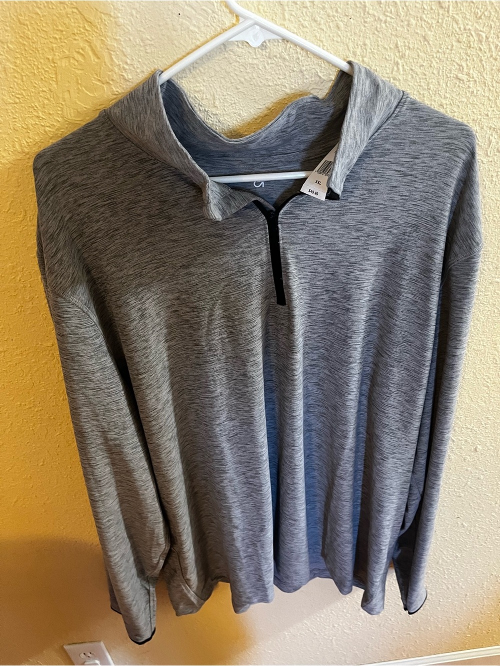 NWT Gap Fit Men All Day Quarter Zip Active Shirt Long Sleeve gray Size 2xl